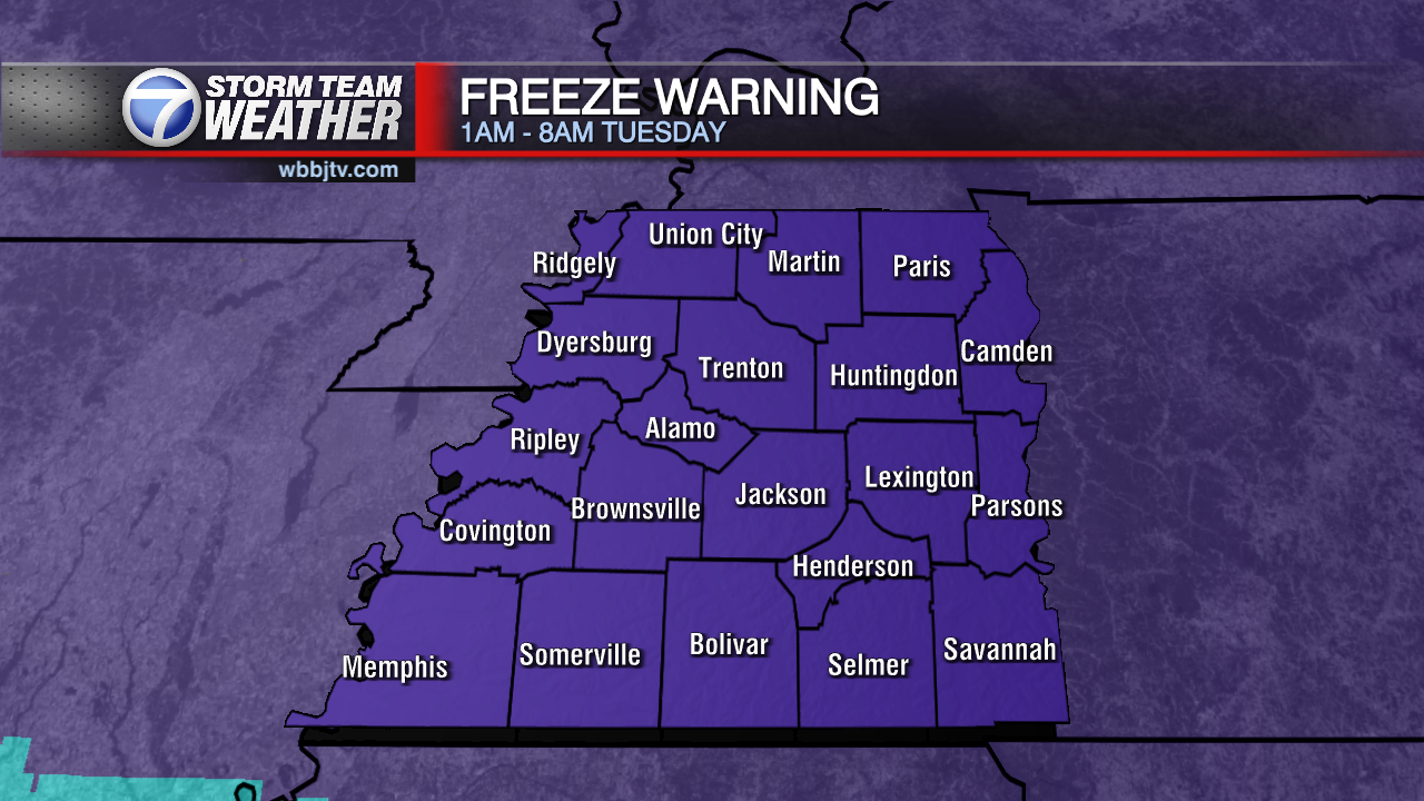 Freeze Warning Tonight WBBJ TV