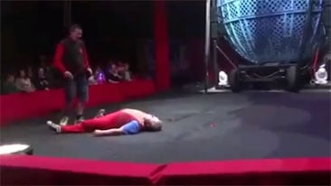 Clown Knocks Out Man From Audience With Failed Stunt