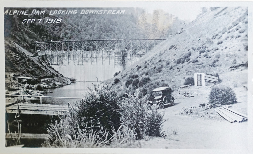Alpine Dam view looking downstream 1918.