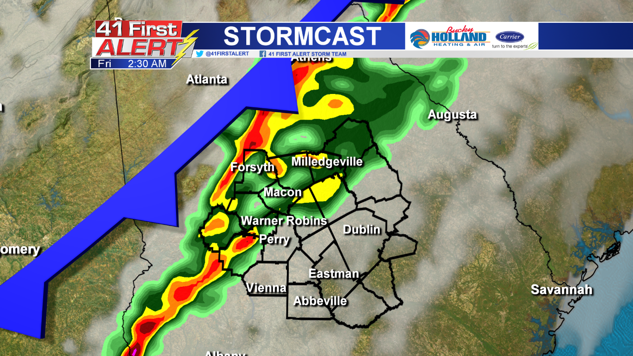 Rain and storms likely tonight as a cold front approaches Middle