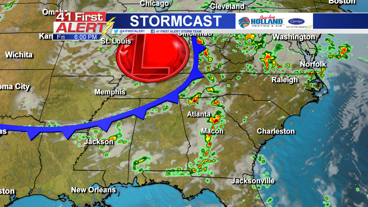 Incoming cold front will increase rain chances for the next couple days ...