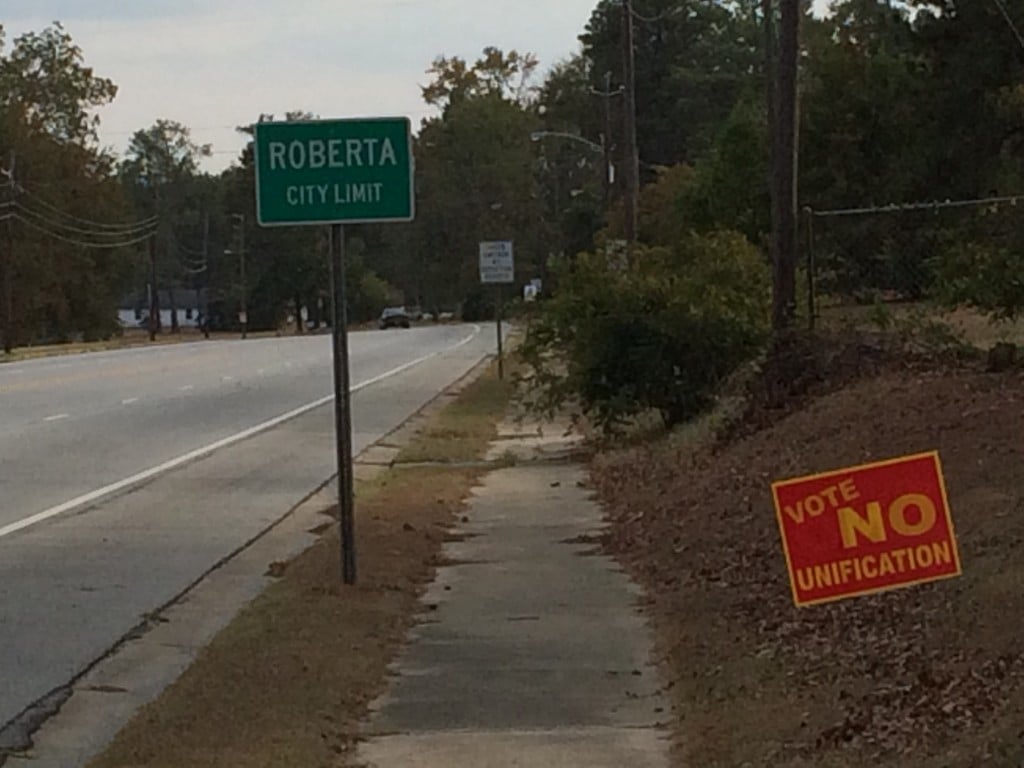 Residents in Roberta did not want to unify