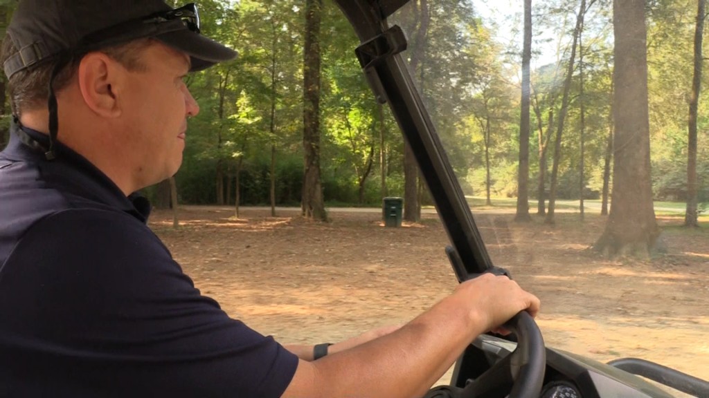 Steve Lawson driving around in park.