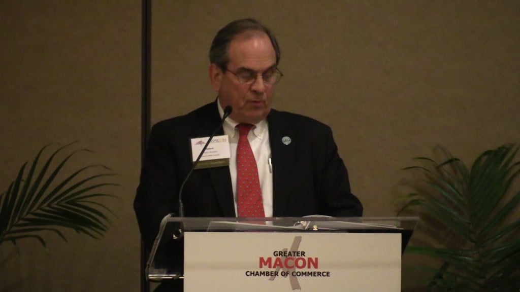Macon-Bibb Mayor Robert Reichert address the crowd at the Greater Macon Chamber of Commerce's 2017 State of the Community Luncheon.