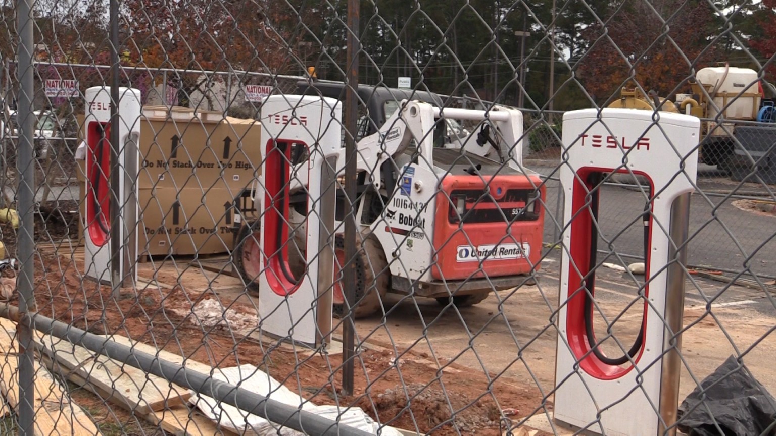 Construction underway on a second Tesla charging station in North Macon