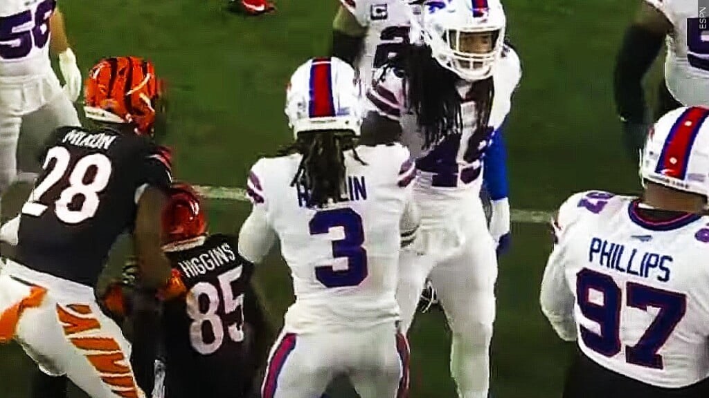 Bills' Hamlin breathing on his own, joins team via video - The