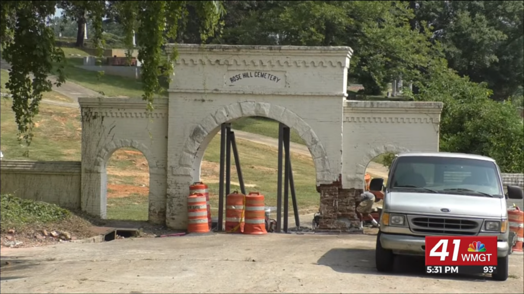 Historic Rose Hill Cemetery arch present process repairs after broken brought on by truck crash – 41NBC Information