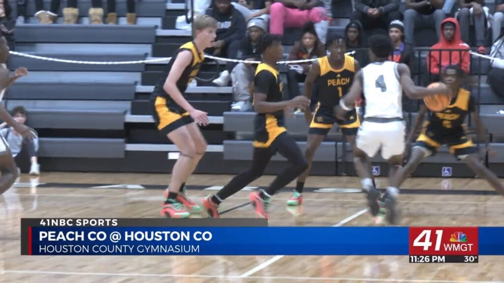 Peach County Trojans Battles Houston County Bears In Highschool Boys Basketball