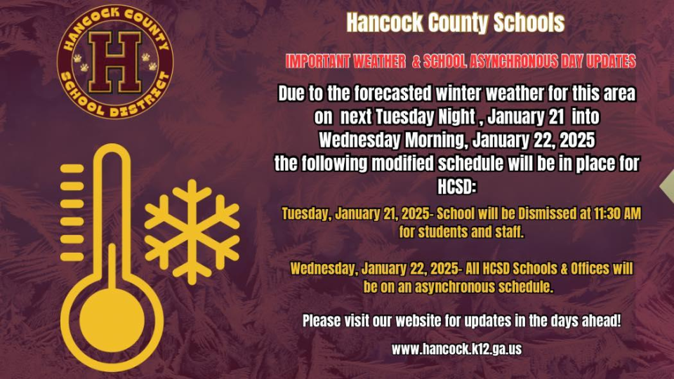 Hancock County Schools adjusts schedule ahead of winter weather: What ...