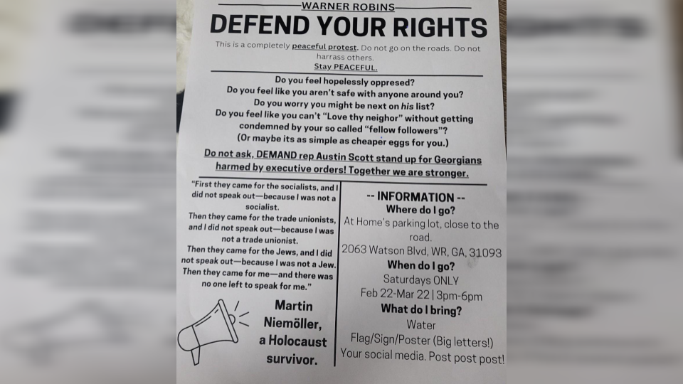 Warner Robins Planned Protest Flyer Gfx