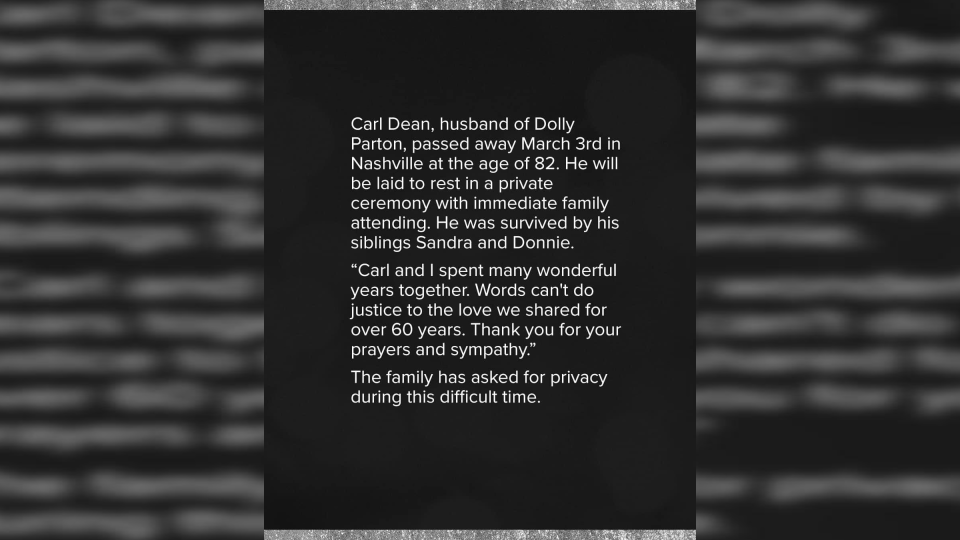 Carl Dean Dolly Parton Message Gfx