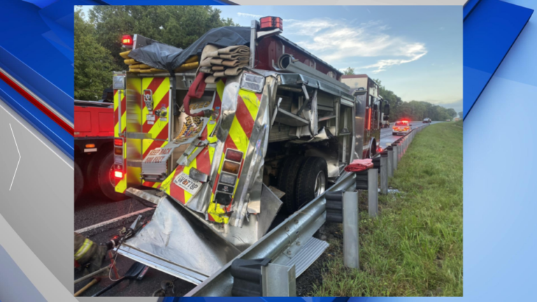 Two injured after tractor trailer hits Monroe County fire truck on I-75 ...