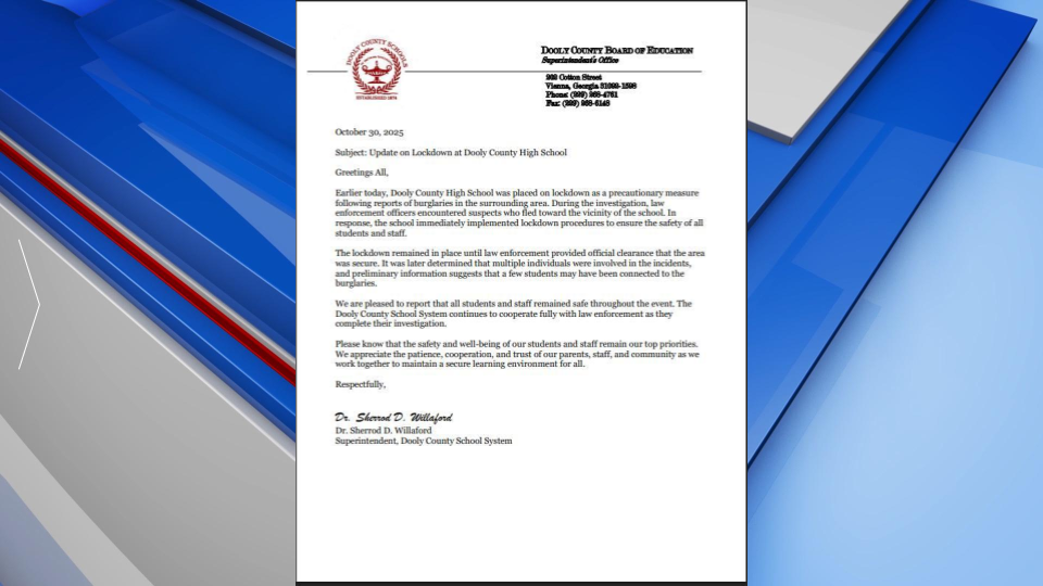 Dooly County Supt Letter Lockdown Gfx