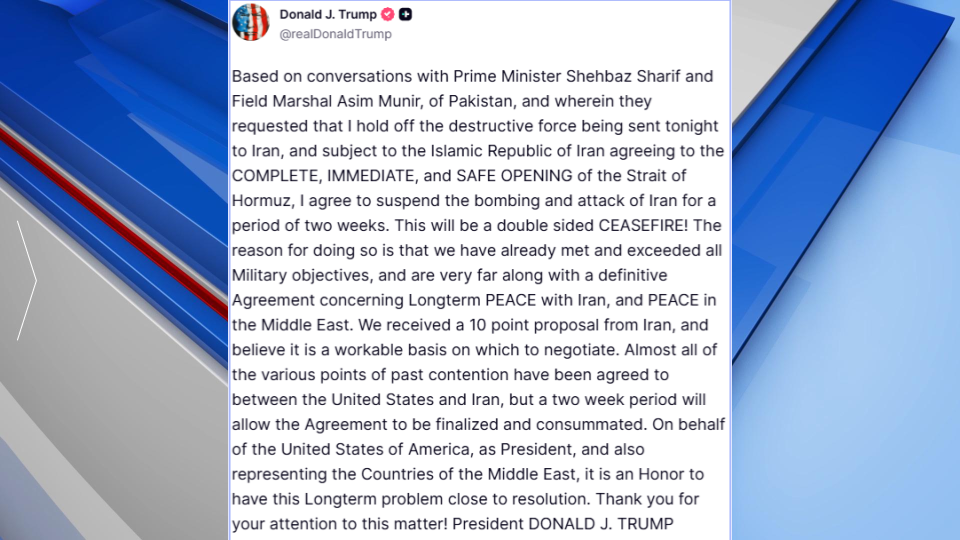 Trump Truth Social Ceasefire Post Gfx