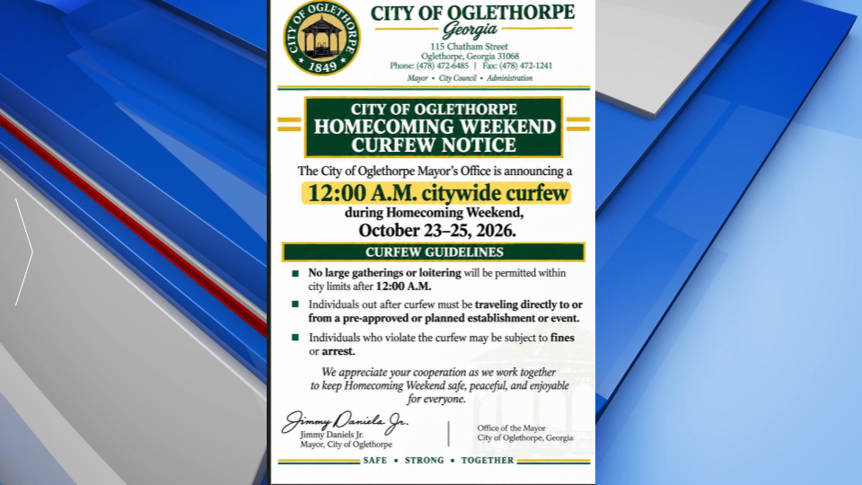 Oglethorpe Curfew Announcement Gfx