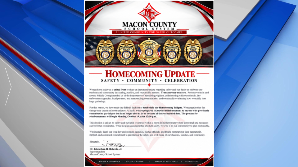Macon County Homecoming Tailgate Announcement Gfx