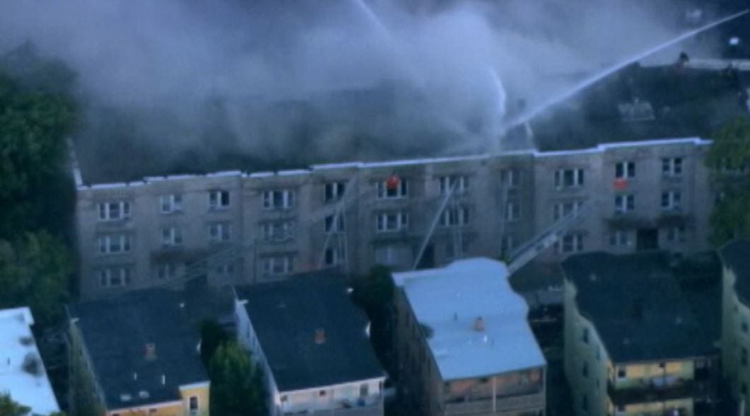 Boston Firefighters Battle Apartment Building Fire