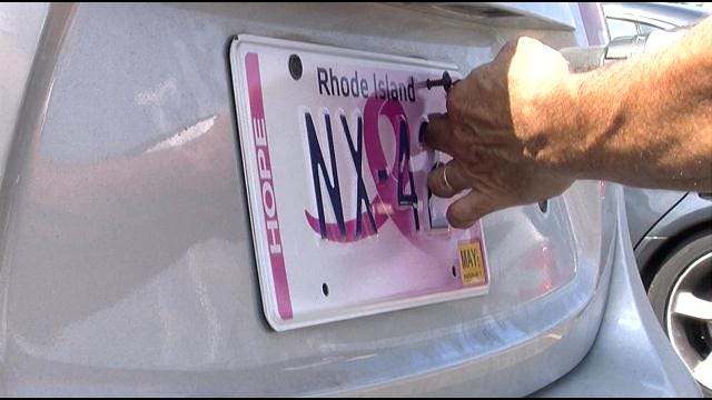 Pink license plates arrive in RI