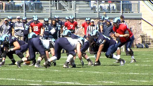 URI holds its spring practice, including the annual Blue-White game