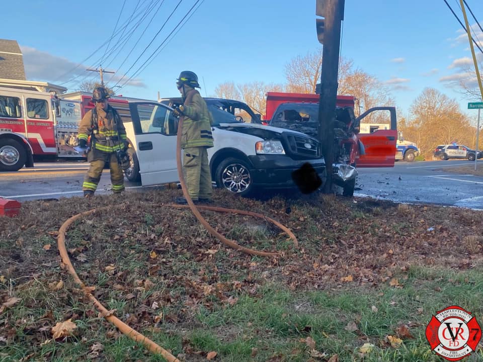 Woman suffering from serious injuries after crash in Charlestown ABC6