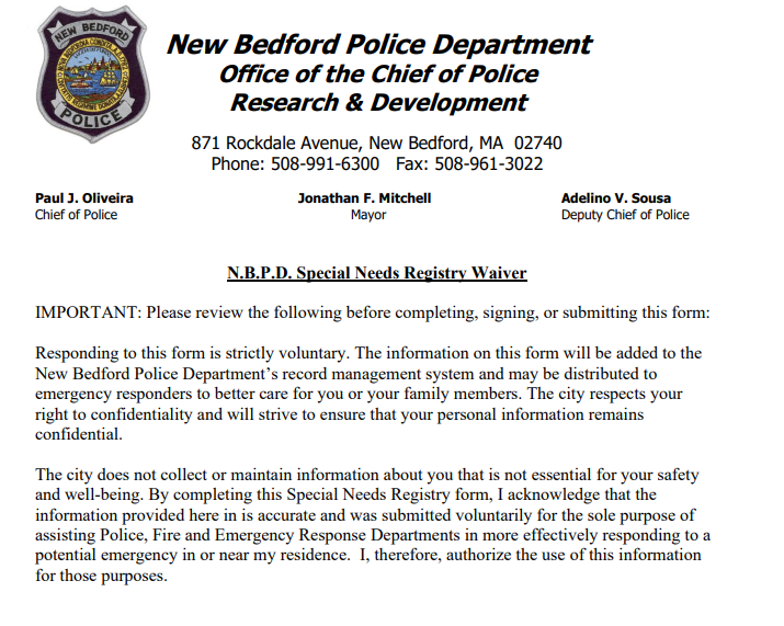 New Bedford Form