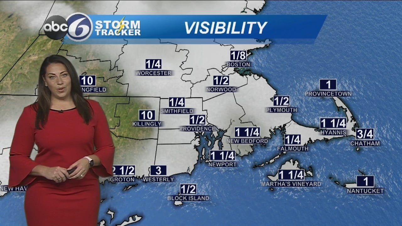 Dense fog and downpours today, brighter for Thursday