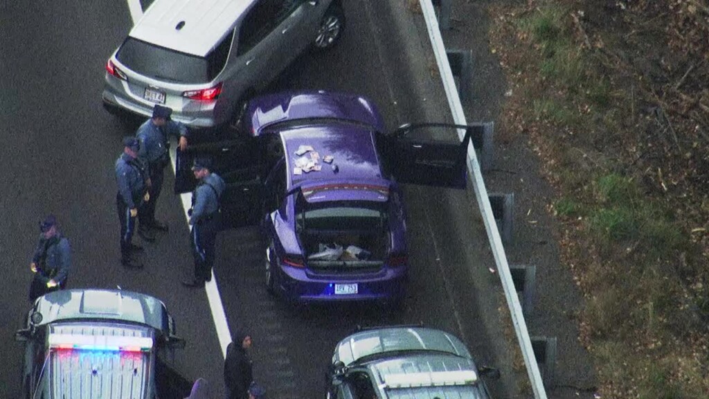 Video Shot By Wcvb Channel 5 In Boston Shows State Troopers After Arresting A Home Invasion Suspect On Route 24 In West Bridgewater