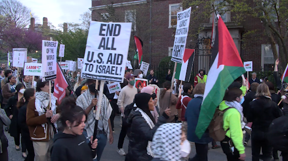 Pro-Palestine protesters march through Providence, one day after Brown encampment ends