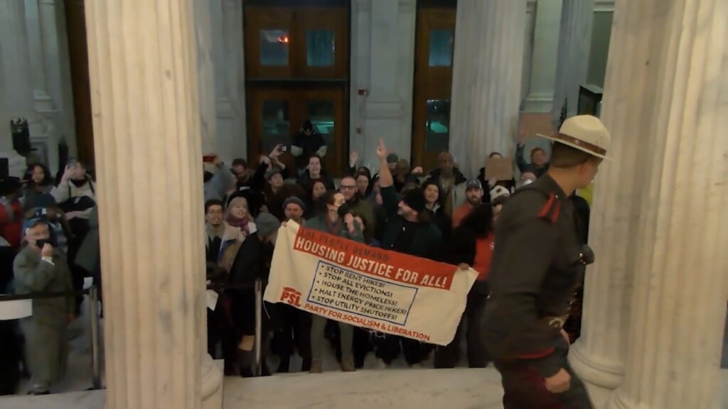 Protestors Gathered Outside The 2025 State Of The State Address