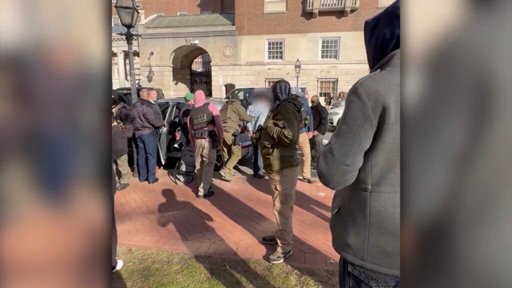 Heated Interaction Between Ice And Protesters In Providence