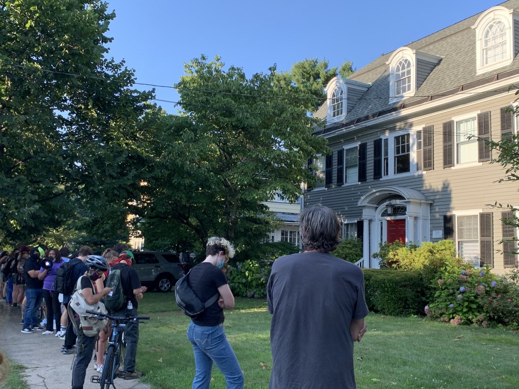Protestors Outside Raimondo's Home