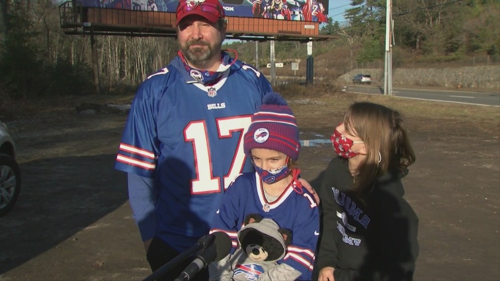 Bills Fans Visit "bills Board" Taking Over Route 1 In Foxboro