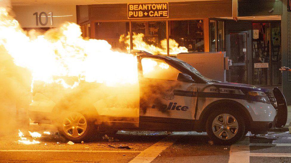 Torched Boston Police Cruiser