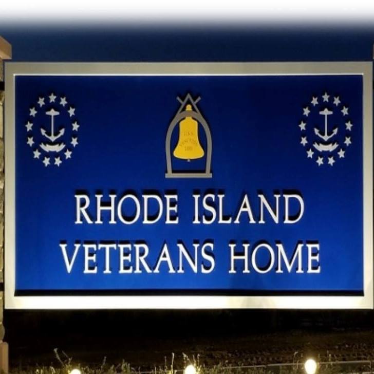 A sign depicting Rhode Island Veterans Home