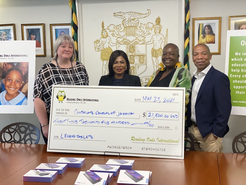Thumbnail Ceremony At Consulate General Of Jamaica In Ny From Left Board Member Michelle Lundquist Cg Mrs Alsion Roach Wilson And Co Founders Easton And Elaine Dickson