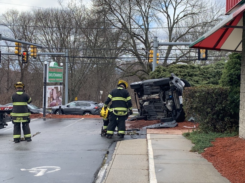 East Providence Car Flipped