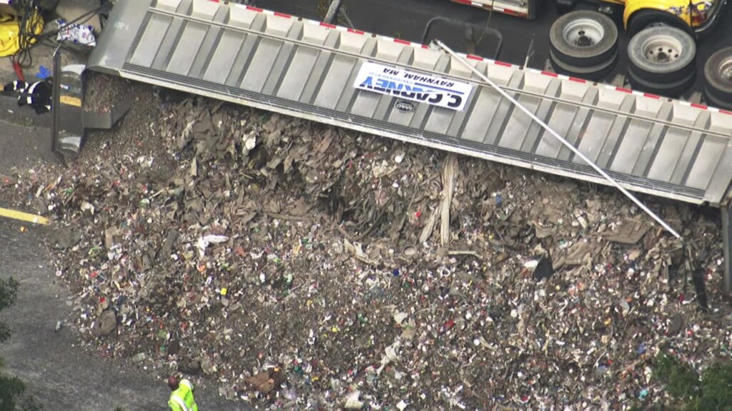 Sky5 Middleboro Trash Truck Rollover