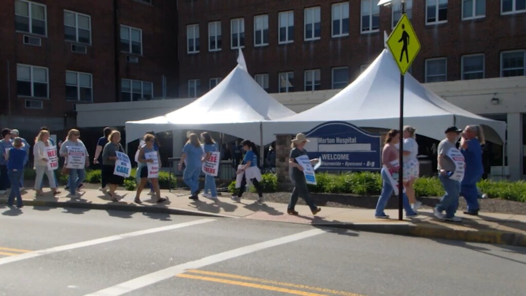 Nurses And Healthcare Workers At Morton Hospital Hold Informational Picket