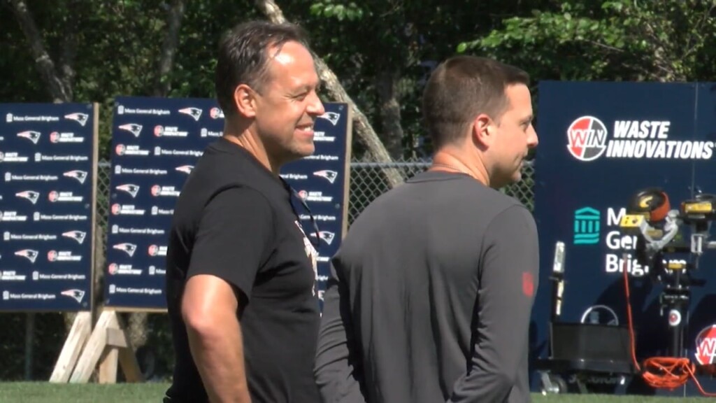 Bruins Coach Marco Sturm Visits Patriots Practice Wednesday