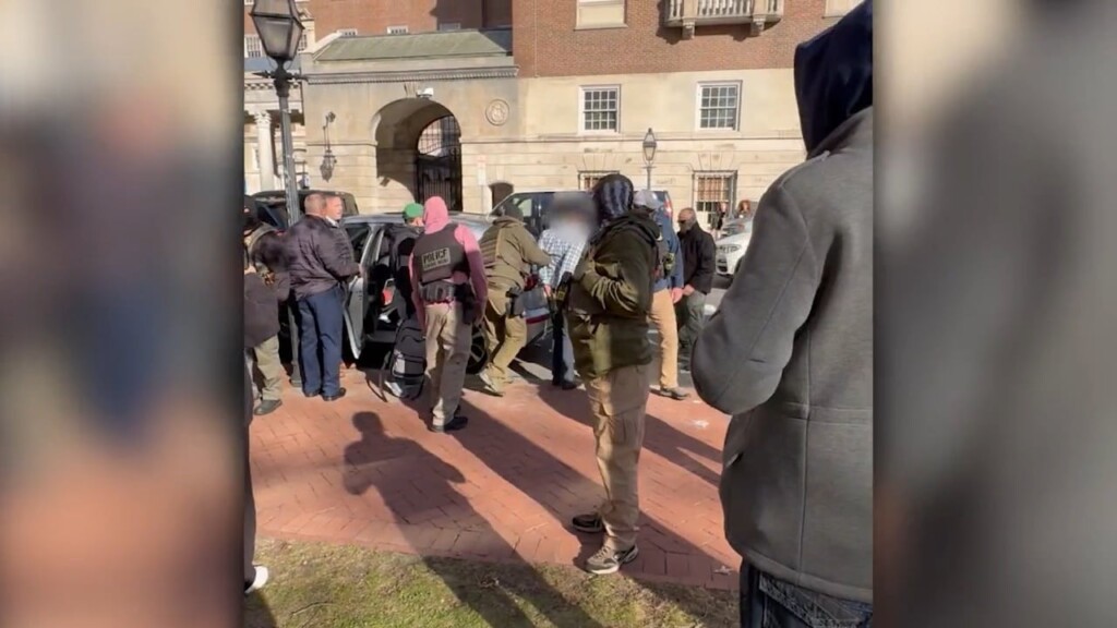 Heated Interaction Between Ice And Protesters In Providence