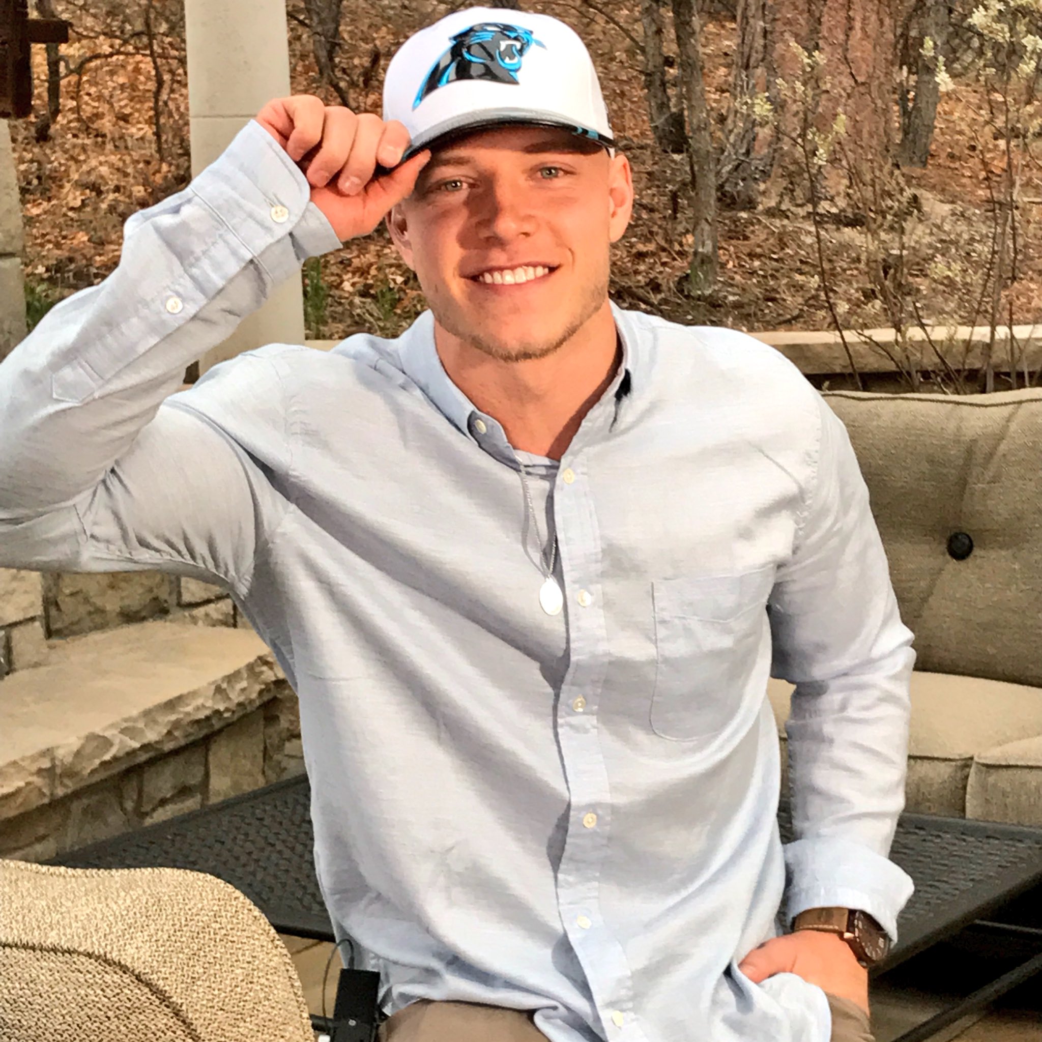 Christian McCaffrey Panthers Hat NFL Draft ABC Columbia