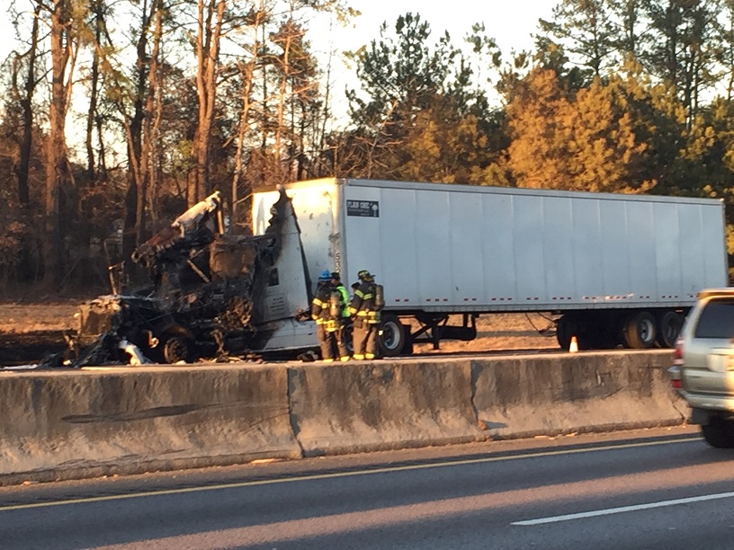 Tractor Trailer Fire Slows Traffic on I-20 - ABC Columbia