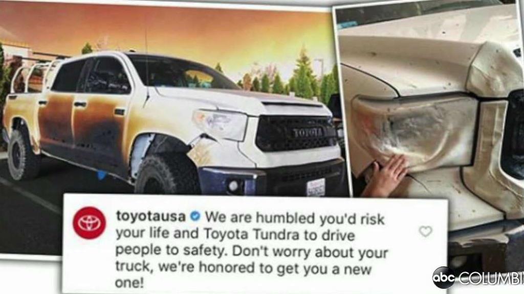 Toyota offers new truck to man who damaged his rescueing people from CA wildfires ABC Columbia