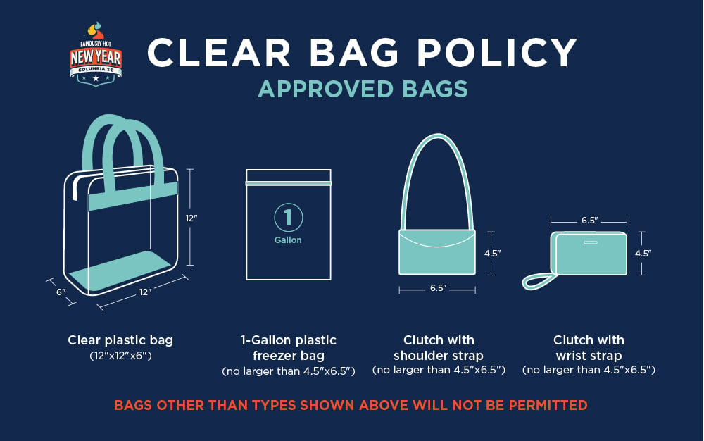 Famously-Hot-New-Year-Mandatory-Clear-Bag-Policy-Graphic - ABC Columbia