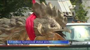 Bronze Gamecock Erected