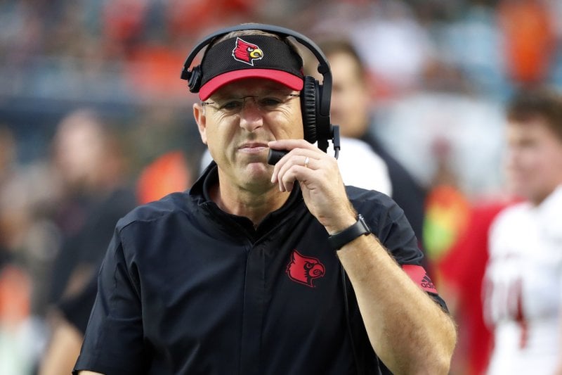 Scott Satterfield, from Louisville, talks to South Carolina about football coach vacancy