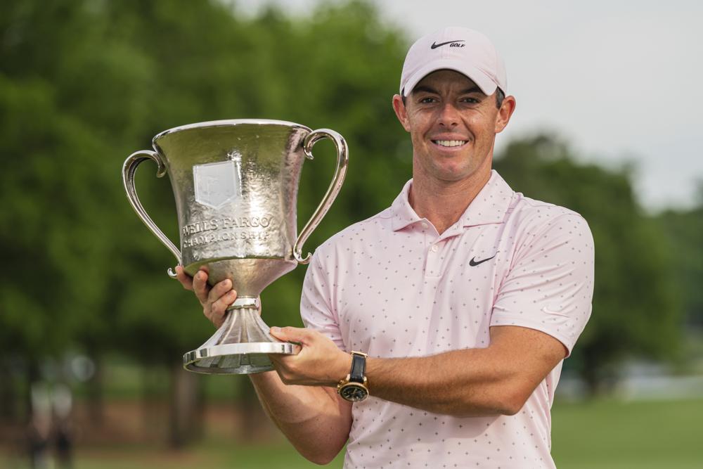 Rory Mcilroy Holding Wells Fargo Trophy
