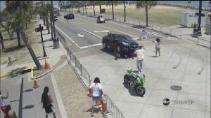 Motorcyclist Trapped