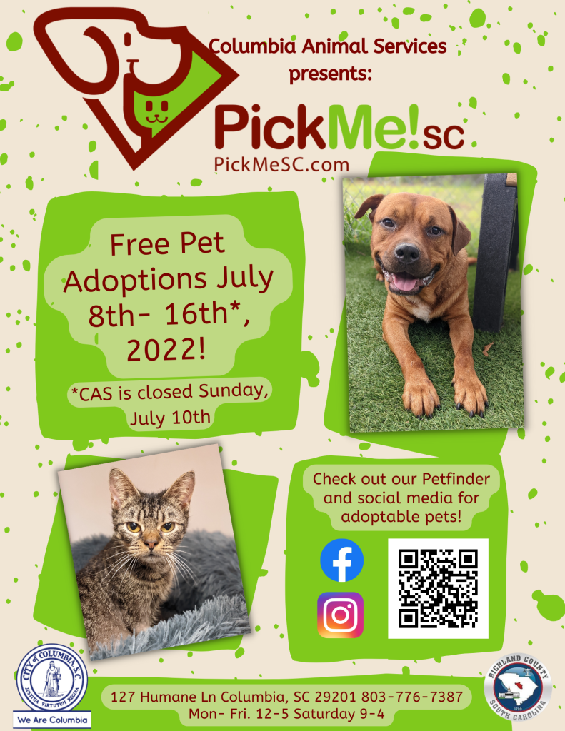 Columbia Animal Services Free Pet Adoptions