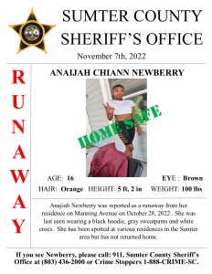 110722 Runaway Poster Anaijah Newberry Found